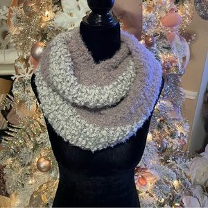 Infinity Scarf - Blush, White & Grey